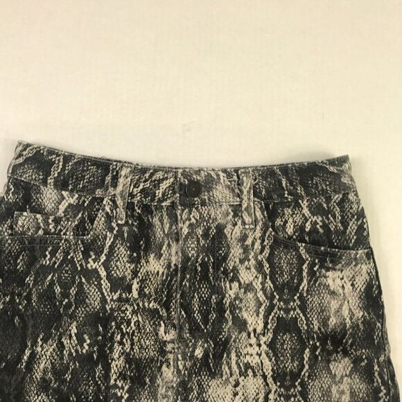 ZARA Womens Mini Denim Skirt Snakeskin Print Stretch Pockets Front Zip Size XS - Picture 3 of 10
